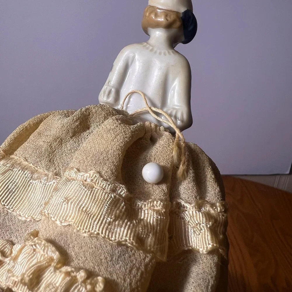 VTG German Half Doll Pin Cushion Porcelain Lady Figurine Sewing Pincushion